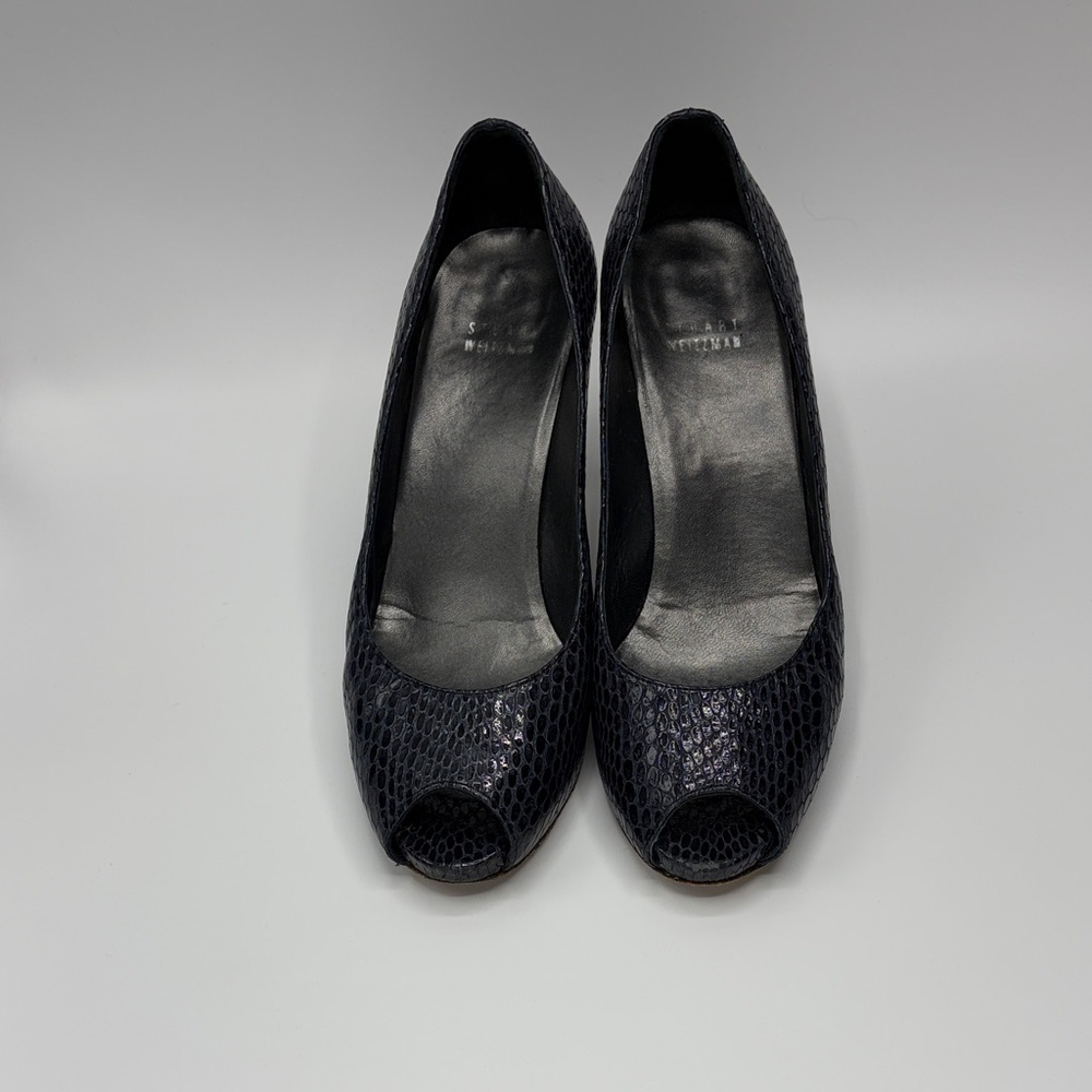 Elegant Navy Peep-Toe Pumps